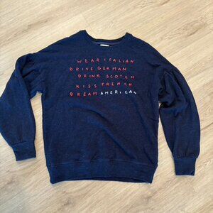 SUNDRY Women’s Size 1 Small Dream American Blouson Navy Pullover Sweatshirt Top